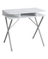 Modern Computer Desk with Sleek Metal Frame and Wood Top