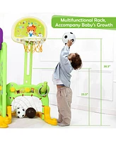 6-in-1 Climber Swing Basketball Hoop Football Gate