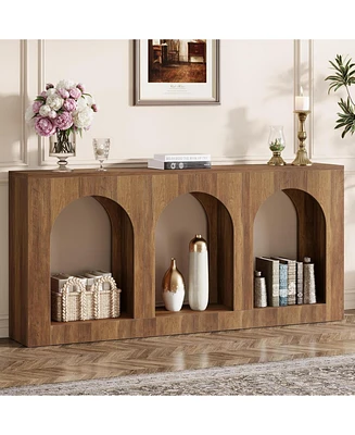 Tribesigns 70.9" Console Table with Storage, Wood Entryway Entry 3 Arched Shelves for Foyer, Hallway, Living Room, Behind Couch Sofa,