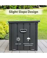 100 Gal. Large Dark Gray Steel Outdoor Deck Box with Wheels