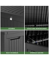 230 Gal. Black Resin Outdoor Storage Deck Box, Waterproof Large Outdoor Storgae Box