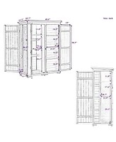 Outdoor 5.5ft Hx4.1ft L Wood Storage Shed, Garden Tool Cabinet with Waterproof Asphalt Roof, Four Lockable Doors, Multiple-tier Shelves