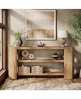 Tribesigns 70.9-Inch Extra Long Console Table with Storage, Narrow Wooden Sofa Table Behind The Couch, Farmhouse 3-Tier Entry Foyer Table for Entryway