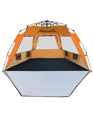 3-4 Person Easy Pop Up Beach Tent Upf 50+ Portable Sun Shelter