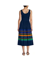 Lands' End Women's Sleeveless Poplin Smocked Midi Dress