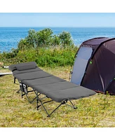 Folding Retractable Travel Camping Cot with Mattress and Carry Bag