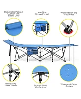 Folding Camping Cot with Side Storage Pocket Detachable Headrest