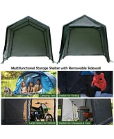 Outdoor Carport Shed with Sidewalls and Waterproof Ripstop Cover
