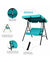 2 Person Weather Resistant Canopy Swing for Porch Garden Backyard Lawn