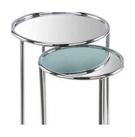 Glam Round End Table with Aluminum Frame and Mirrored Surface