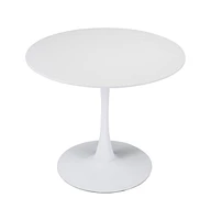 35" Steel Base Dining Table – Sturdy Pedestal Design for Home, Bistro, or Office Use
