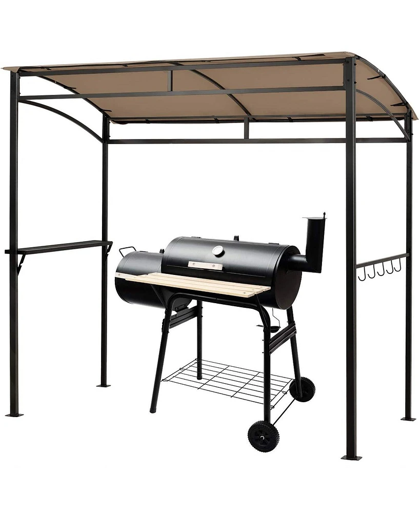 7 Feet Grill Gazebo with Serving Shelf and Storage Hooks