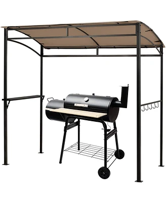 7 Feet Grill Gazebo with Serving Shelf and Storage Hooks