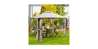 12 x 10 Feet Outdoor Double Top Patio Gazebo with Netting