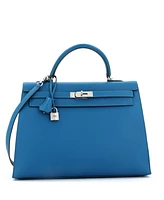 Pre-Owned Hermes Kelly Handbag Epsom with Palladium Hardware