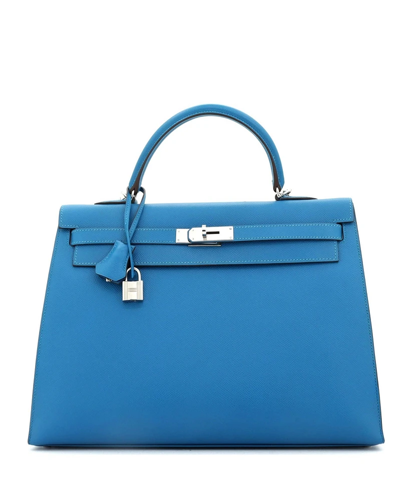 Pre-Owned Hermes Kelly Handbag Epsom with Palladium Hardware