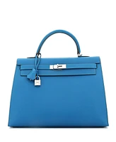Pre-Owned Hermes Kelly Handbag Epsom with Palladium Hardware