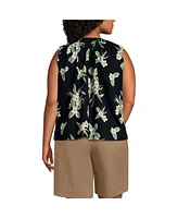 Lands' End Plus Linen Blend Notch Neck Swing Tank Top