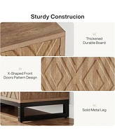 Tribesigns Sideboard Buffet Cabinet with Storage, 57.5" Farmhouse Coffee Bar 4 Doors & Shelves, Set of 2 Wood Credenza Table