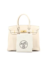 Pre-Owned Hermes Birkin 30 Handbag Light Clemence with Gold Hardware