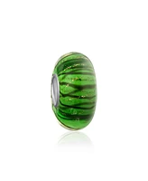 Bling Jewelry Murano Glass Charm Bead Blue Green Glitter Swirl European Bracelet