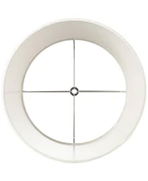 White Linen Small Drum Lamp Shade 10" Top x 12" Bottom x 8" High (Spider) Replacement with Harp and Finial - Springcrest