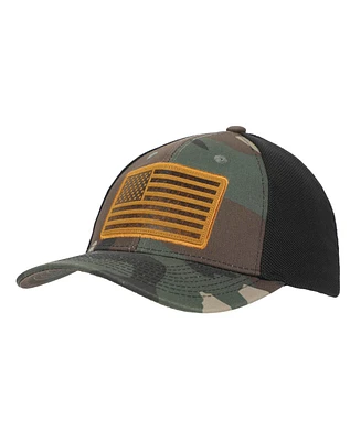 Generic Men's Usa American Flag Patch 6-Panel Green Camo Pre-Curved Snapback Hat