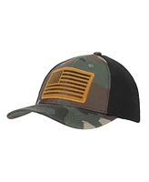 Generic Men's Usa American Flag Patch 6-Panel Green Camo Pre-Curved Snapback Hat