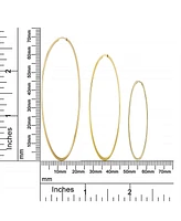Bling Jewelry Timeless Minimalist Endless Continuous Lightweight Simple Thin 2-3mm Tube Hoop Earrings Gold Plated Polished Finish 1.75,2, 2.5 2.75 Inc