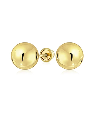 Bling Jewelry Classic Minimalist Tiny Simple Round Ball Yellow 14K Real Gold Ball Stud Earrings Screw Back