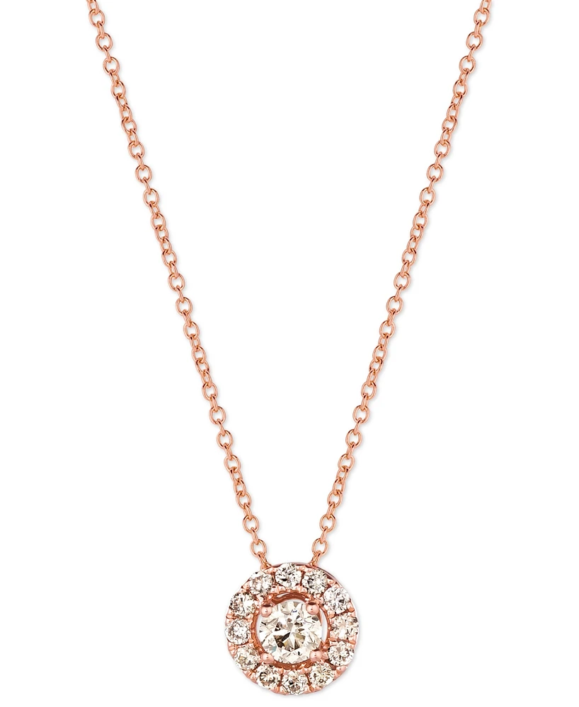 Le Vian Nude Diamond Halo Adjustable 20" Pendant Necklace (1/2 ct. t.w.) in 14k Rose Gold