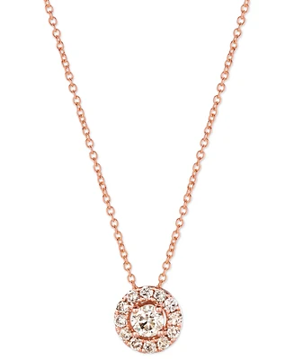 Le Vian Nude Diamond Halo Adjustable 20" Pendant Necklace (1/2 ct. t.w.) in 14k Rose Gold