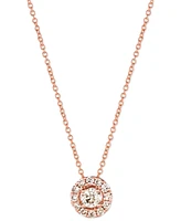 Le Vian Nude Diamond Halo Adjustable 20" Pendant Necklace (1/2 ct. t.w.) in 14k Rose Gold
