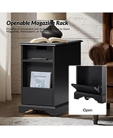 Traditional Mattew End Table with Storage and Built-In Outlets