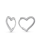 Bling Jewelry Romantic Heart Shaped Mini Hoop Huggie Earrings Sterling Silver .75 Inch