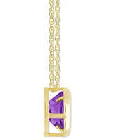 Gemstone Round 18" Pendant Necklace 10k Yellow Gold (also White Gold)