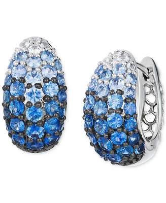 Le Vian Denim Ombre (3-1/4 ct. t.w.) & White Sapphire (1/4 ct. t..w) Dome Cluster Hoop Earrings in 14k White Gold