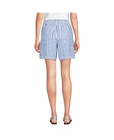 Lands' End Women's Linen High Rise Pull On 7" Shorts