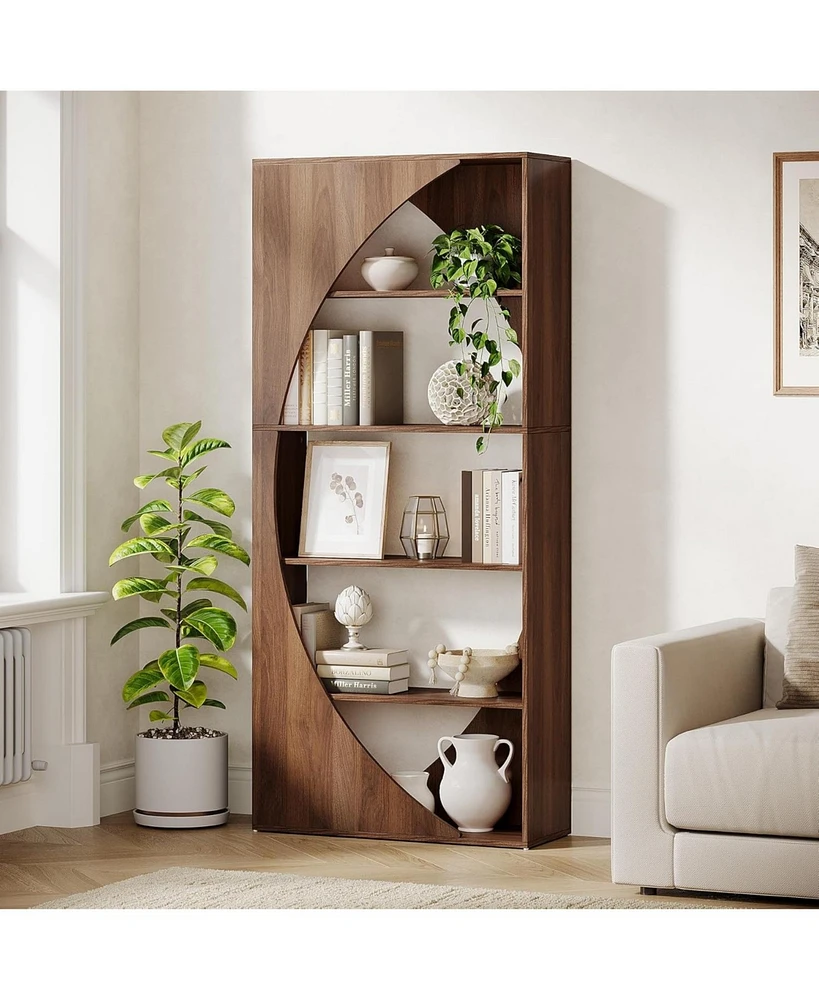 Tribesigns 70.9-Inch Free Standing Tall Bookcase, 5-Tier Bookshelf, Modern Wood Open Storage Shelves for Living Room, Bedroom, Home Office, Walnut