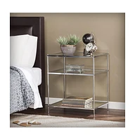 End Table with Glass Top and Mirrored Shelf for Modern Home Decor