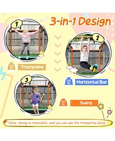 6 Feet Rectangle Trampoline with Swing Horizontal Bar and Safety Net