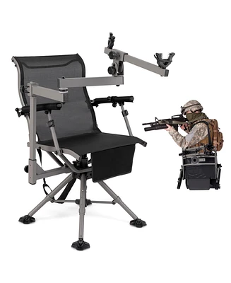 360° Swivel Portable Hunting Chair with Adjustable Legs and Armrests