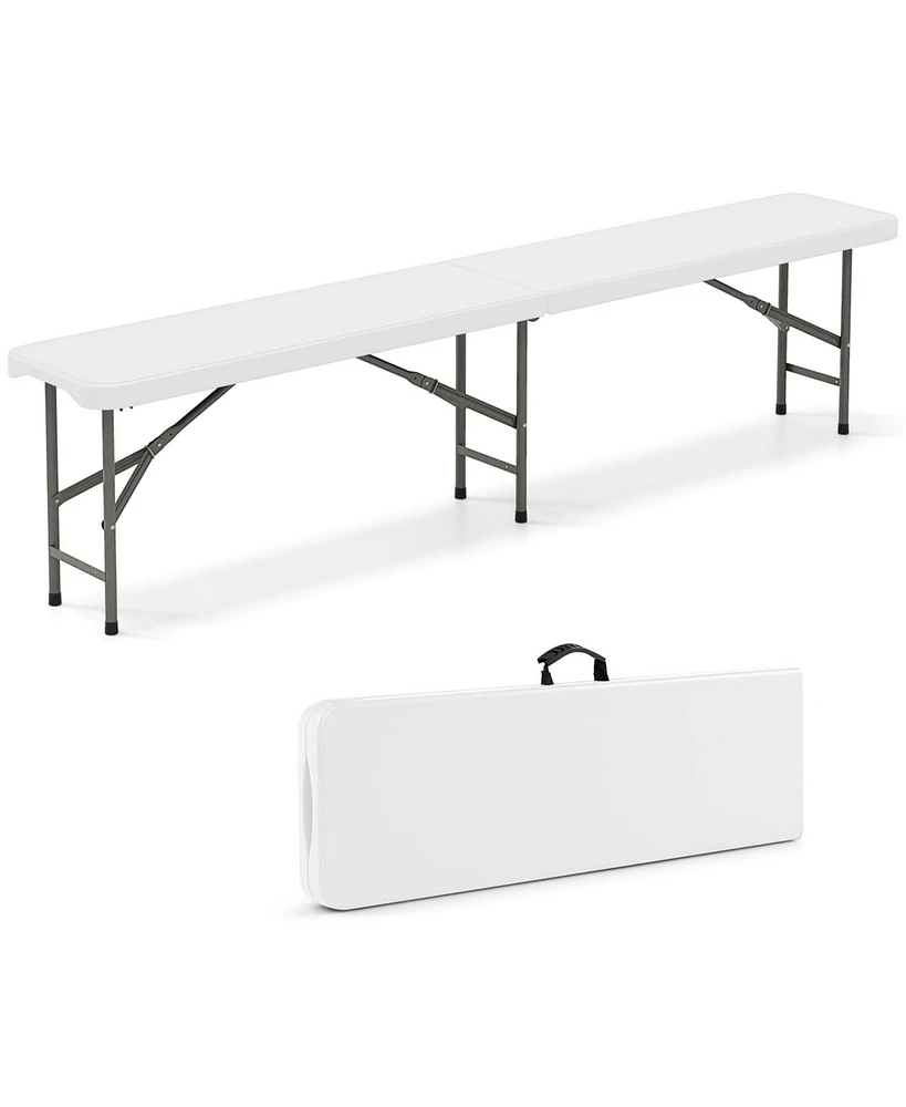 6 Feet Plastic Folding Bench Portable Seat with Handle and Lock