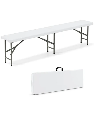 6 Feet Plastic Folding Bench Portable Seat with Handle and Lock