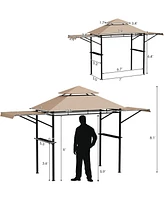 13.5 x 4 Feet Patio Bbq Grill Gazebo Canopy with Dual Side Awnings