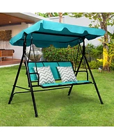 3 Person Steel Frame Patio Swing with Polyester Angle and Adjustable Canopy