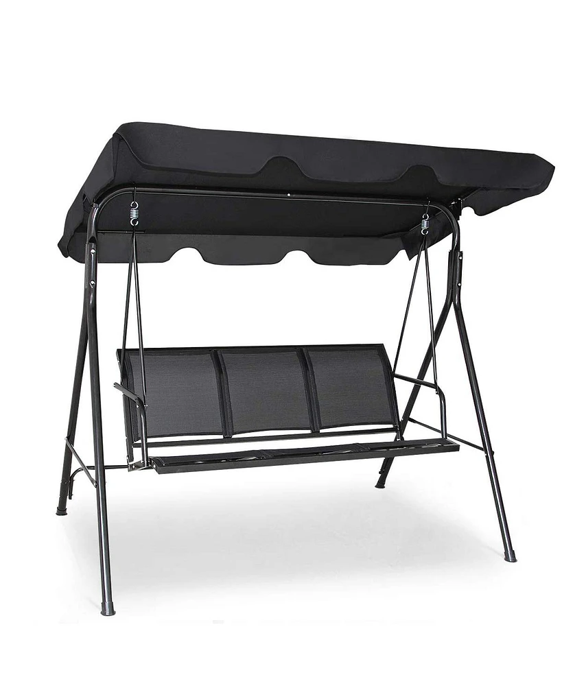 3 Person Steel Frame Patio Swing with Polyester Angle and Adjustable Canopy