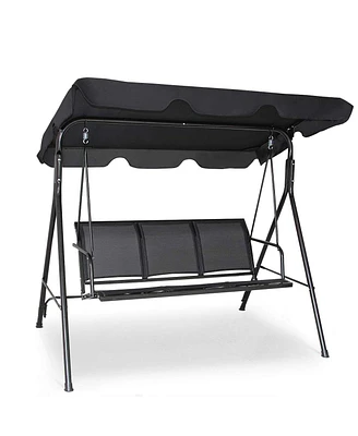 3 Person Steel Frame Patio Swing with Polyester Angle and Adjustable Canopy