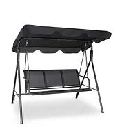 3 Person Steel Frame Patio Swing with Polyester Angle and Adjustable Canopy