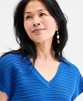 Style & Co Women's Cotton Rib-Knit Dolman-Sleeve Sweater, Exclusively at Macy's